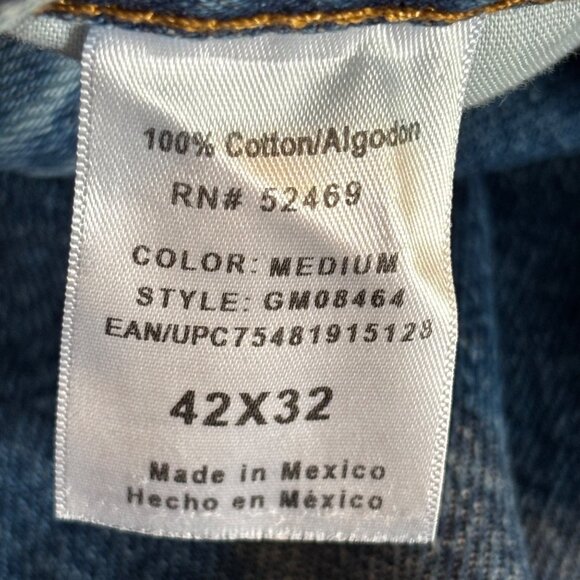 George Regular Fit Medium Blue Denim Jeans Men’s 42x32 100% Cotton 5 Pocket - Picture 4 of 6